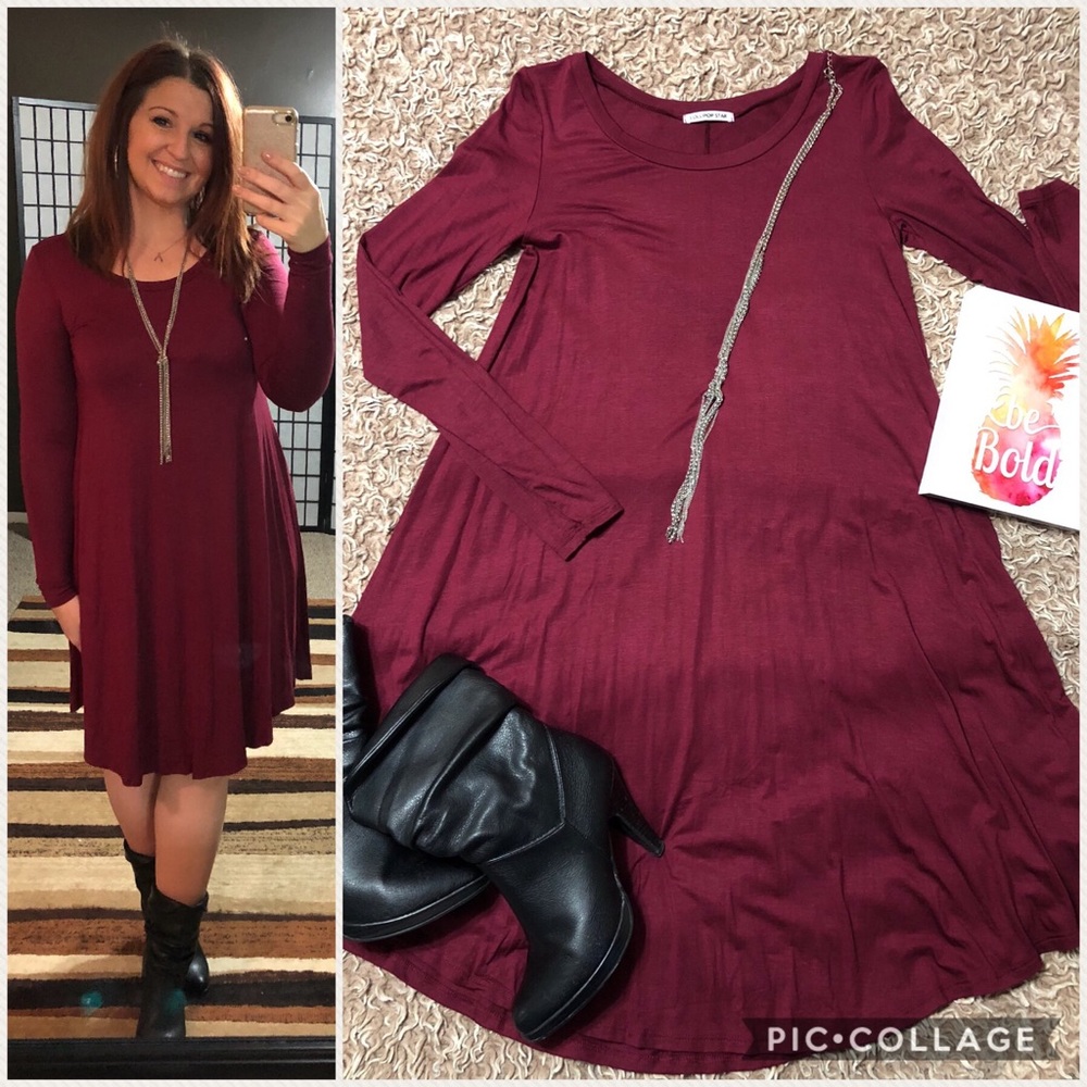 Dark red comfy dress
